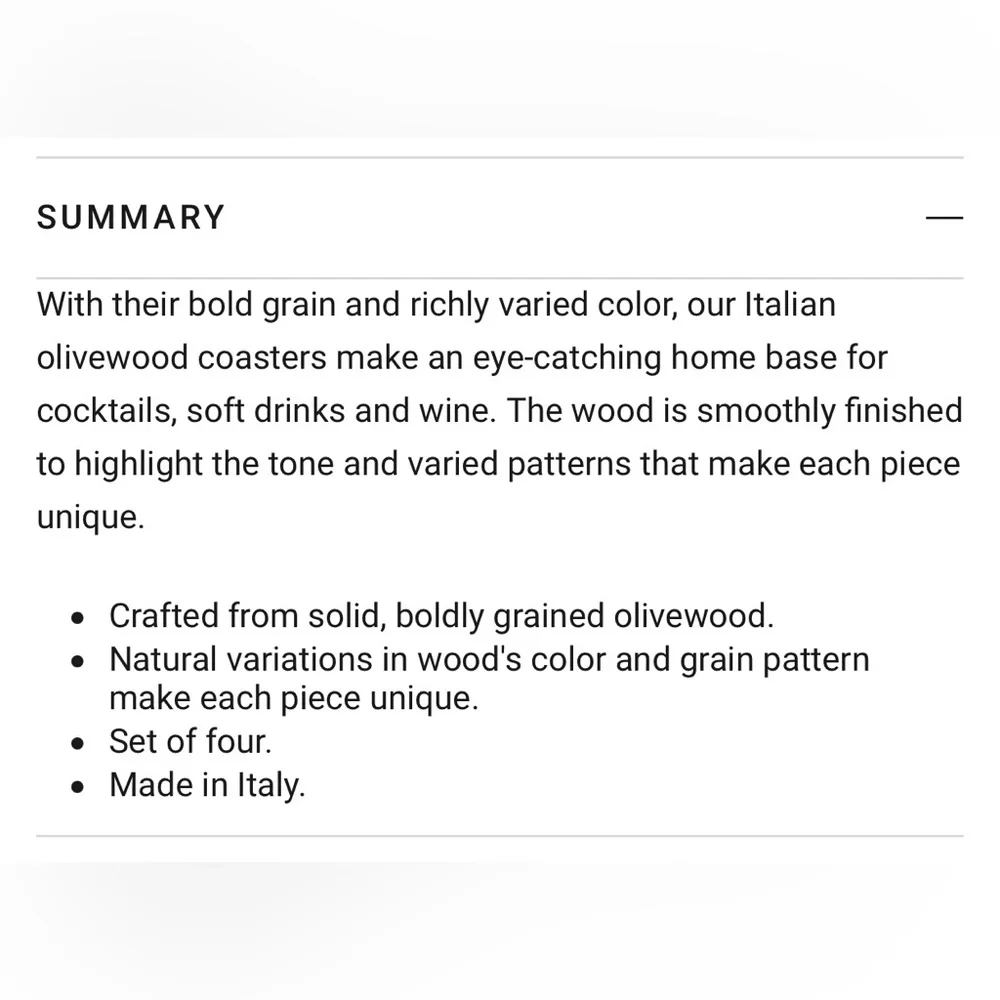 Williams Sonoma olivewood coasters